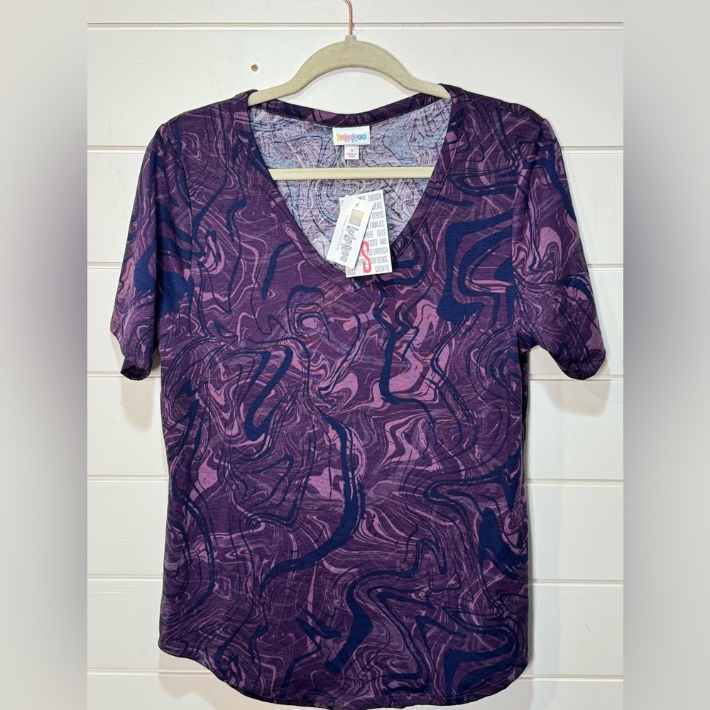 Lularoe Iris Purple Patterned V-Neck Top